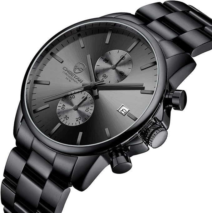 GOLDEN HOUR Fashion Business Mens Watches with Stainless Steel Waterproof Chronograph Quartz Watch for Men, Auto Date