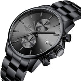 GOLDEN HOUR Fashion Business Mens Watches with Stainless Steel Waterproof Chronograph Quartz Watch for Men, Auto Date