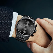 Load image into Gallery viewer, GOLDEN HOUR Fashion Business Mens Watches with Stainless Steel Waterproof Chronograph Quartz Watch for Men, Auto Date