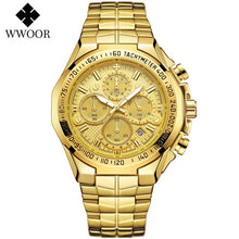 Load image into Gallery viewer, Sports Watches For Men Fashion Quartz Men Big Clock WWOOR Top Brand Luxury Military Full Steel Waterproof Chronograph Wristwatch