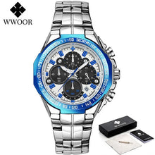 Load image into Gallery viewer, Sports Watches For Men Fashion Quartz Men Big Clock WWOOR Top Brand Luxury Military Full Steel Waterproof Chronograph Wristwatch