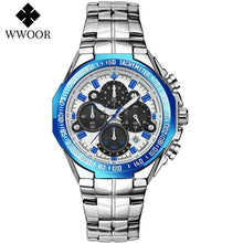 Load image into Gallery viewer, Sports Watches For Men Fashion Quartz Men Big Clock WWOOR Top Brand Luxury Military Full Steel Waterproof Chronograph Wristwatch