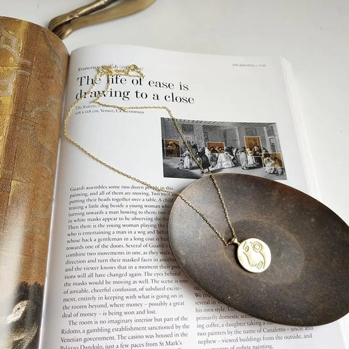 Abstract Face Necklace, Silver Chain Necklace