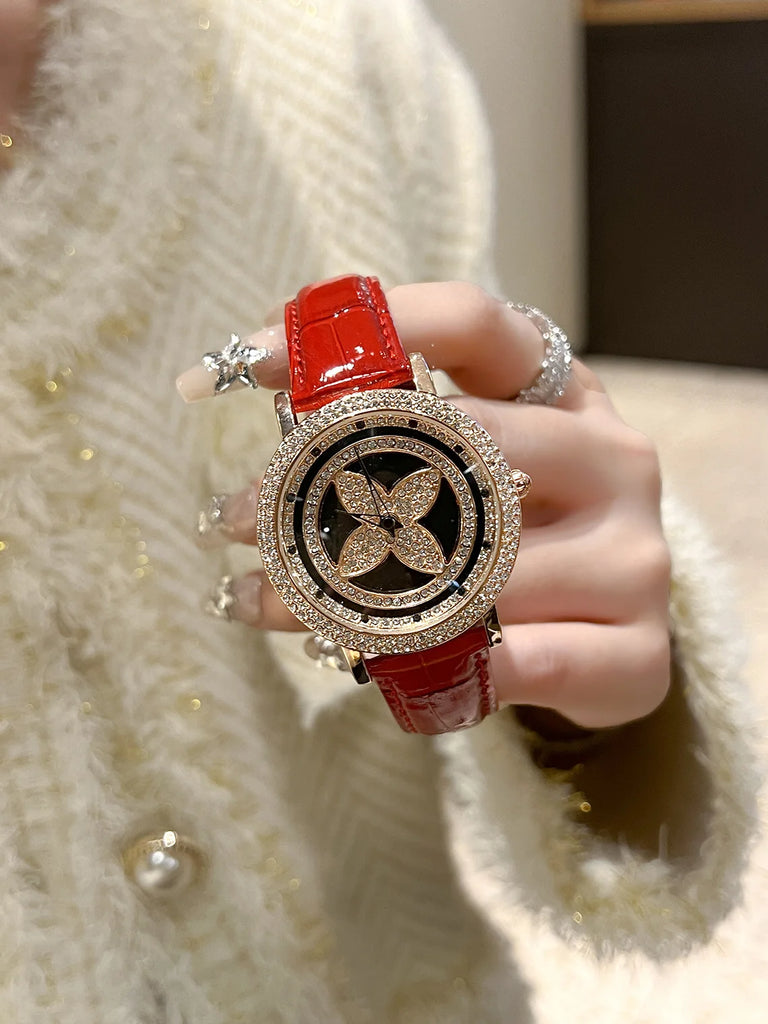 2025 Quality watches for women, four leaf timing, vintage flowers, light luxury, versatile fashion, exquisite temperament