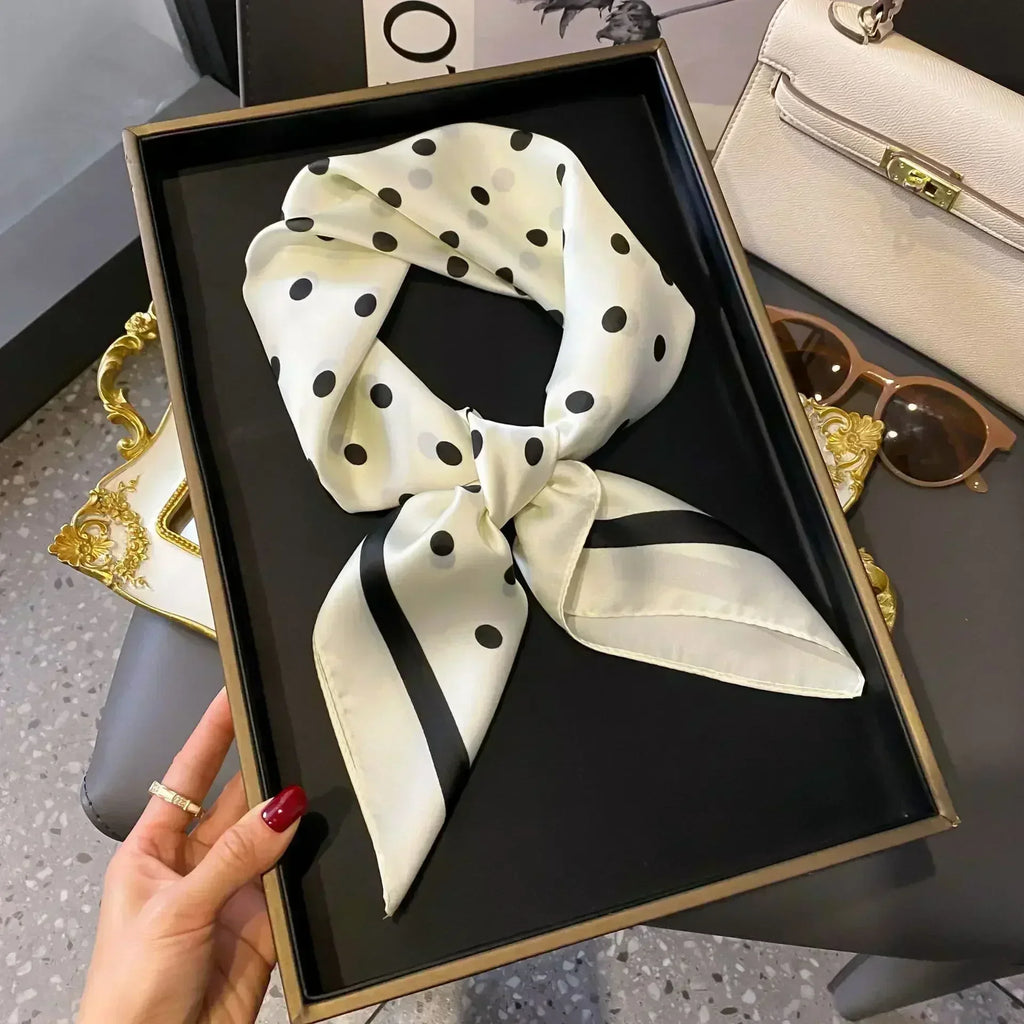 2025 NEW Hijab Head Girl Luxury Silk Square Plaid Scarf Women Satin Neck Hair Tie Band Soft Work Neckerchife