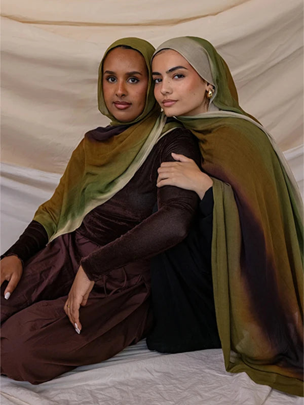 1Pcs Fashion Watercolor Print Hijab Islam Ramadan Women Bohemian Soft Muslim Hijabs Foulard Femme Shawl Wrap Scarf Headscarf