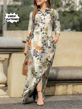 Load image into Gallery viewer, Fashion Summer Dresses 2024 New Women&#39;s Printed Elegant Robe Flip Collar Single Breasted Elegant Commuter Long Dress
