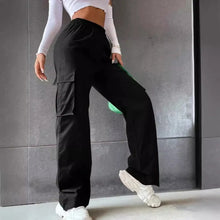 Load image into Gallery viewer, Fashion Women Baggy Joggers Pants Casual Communte Female Chic Straight Cargo Pant Elastic High Waist Elegant Oversized Trousers