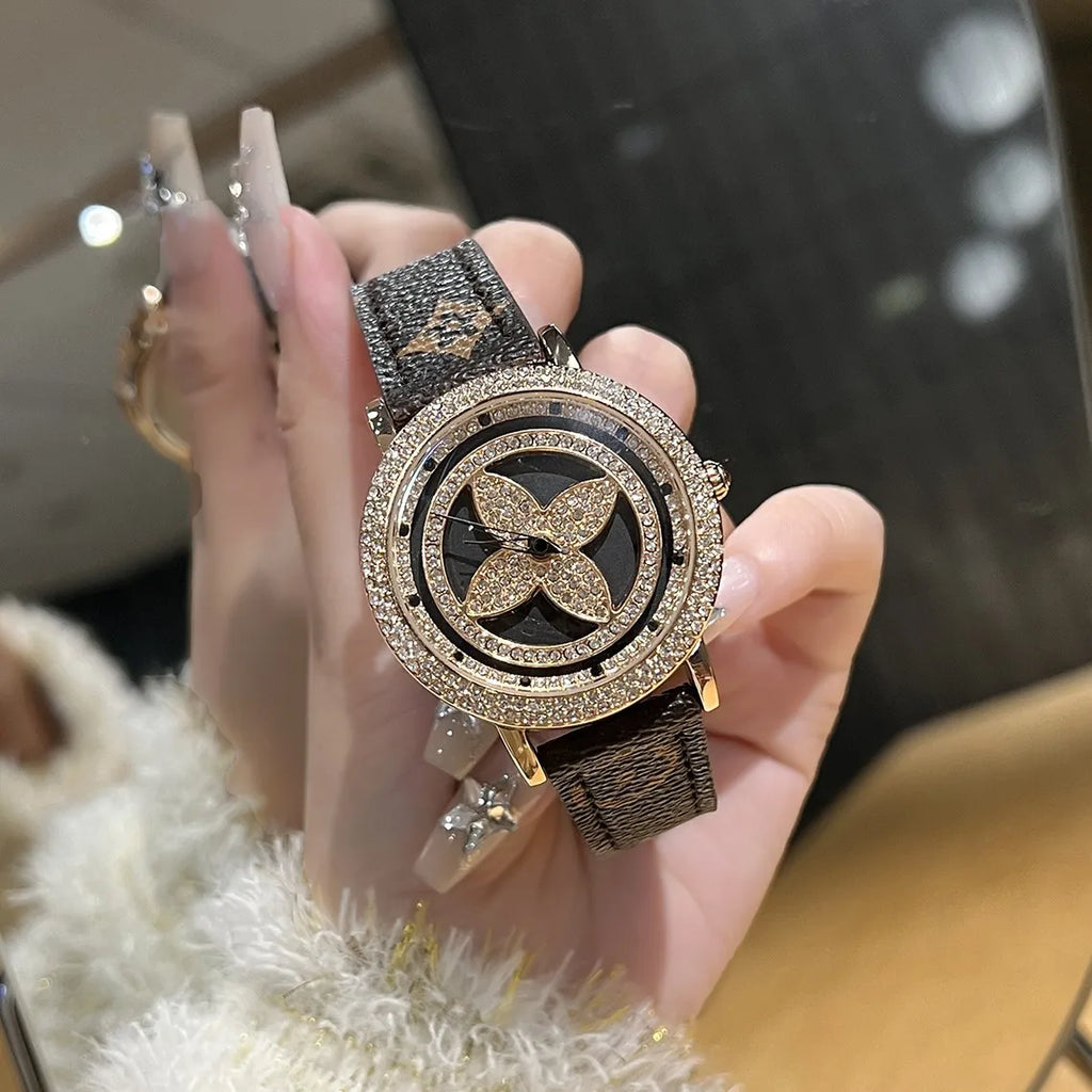2025 Quality watches for women, four leaf timing, vintage flowers, light luxury, versatile fashion, exquisite temperament