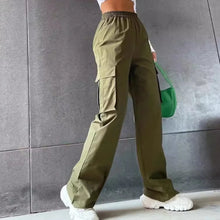 Load image into Gallery viewer, Fashion Women Baggy Joggers Pants Casual Communte Female Chic Straight Cargo Pant Elastic High Waist Elegant Oversized Trousers