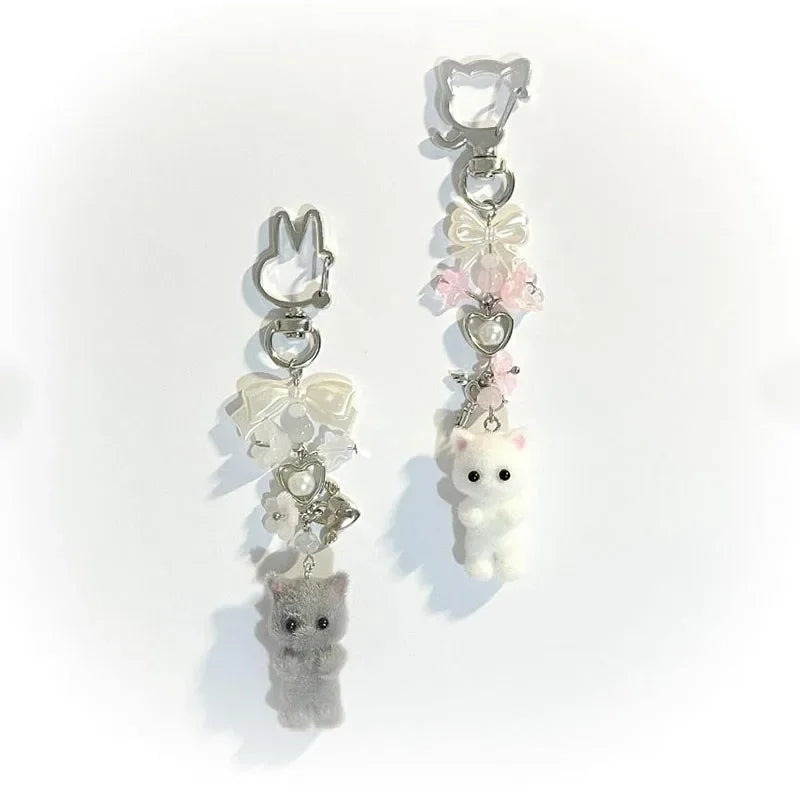 furry kitten keychain handmade y2k women fashion