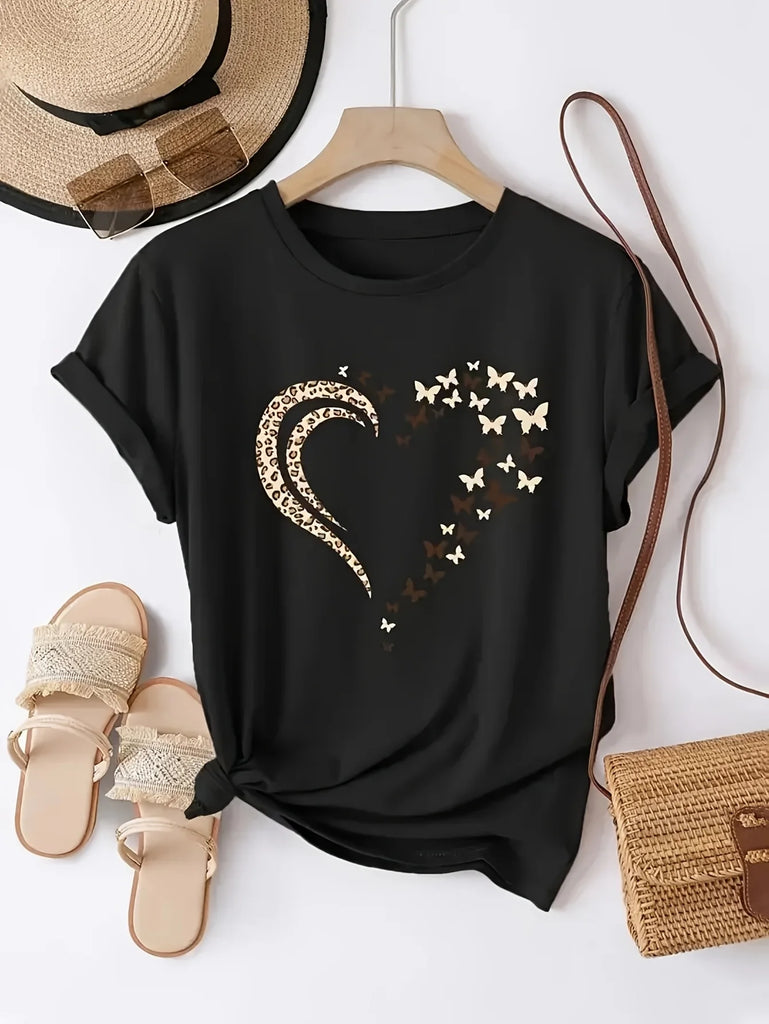 Fashionable Women'S T-Shirt  Comfortable And Relaxed Round Neck Suitable for All Seasons Elegant Casual Top Party  Must Have