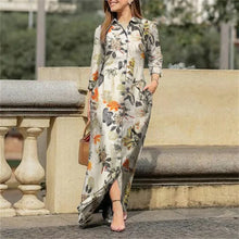 Load image into Gallery viewer, Fashion Summer Dresses 2024 New Women&#39;s Printed Elegant Robe Flip Collar Single Breasted Elegant Commuter Long Dress