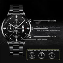 Load image into Gallery viewer, Fashion Mens Watches Luxury Black Stainless Steel Quartz Wrist Watch Man Business Watch for Men Calendar Clock Reloj Hombre
