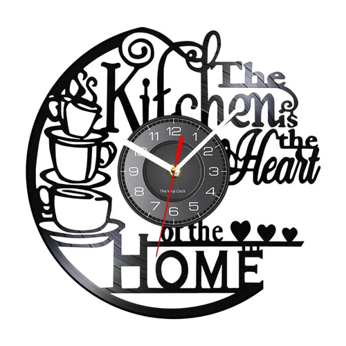 Kitchen Record Wall Clock Decorative Arabic Numeral Artwork Kitchen Heat Home