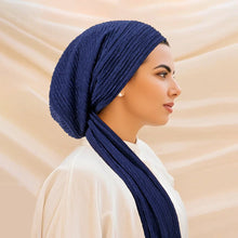 Load image into Gallery viewer, Women Muslim Hijab Pre-Tied Hat Headscarf Wrinkle Long Tail Chemo Cap Bandage Bonnet Head Wrap Bandanas Headband Turbante Mujer