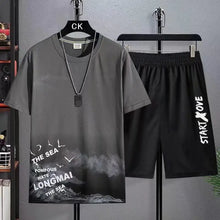 Load image into Gallery viewer, Trendy Suits for men  Men&#39;s Summer Shorts Set Gym Outfit Student Short Sleeve Tee 2 Piece Set Tracksuits Men Casual Men Clothing