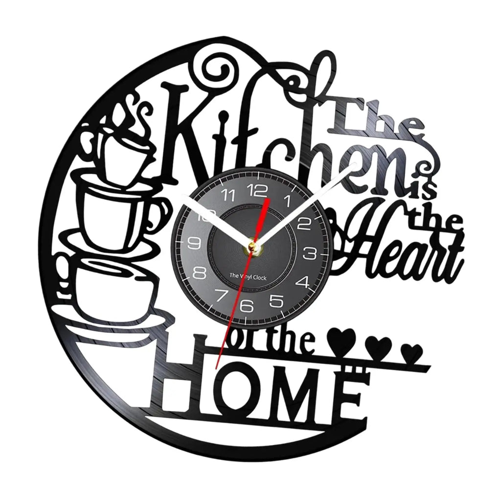 Kitchen Record Wall Clock Decorative Arabic Numeral Artwork Kitchen Heat Home