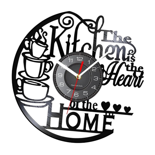 Kitchen Record Wall Clock Decorative Arabic Numeral Artwork Kitchen Heat Home