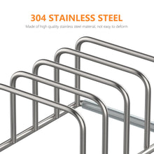 Load image into Gallery viewer, Kitchen Cabinet Organizer, Steel Cookware Holder, Divided Holder with 5 Slots for Skillets Baking Tray and Chopping Board Rack -