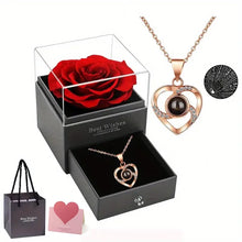 Load image into Gallery viewer, 1 Set Artificial Flower Gift Box with I Love You Necklace - Christmas, Valentines Day, Mothers Day,  Anniversary, Birthday Gifts