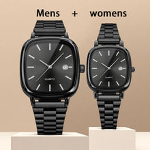 Load image into Gallery viewer, Couple watches for men and women; quartz watches with stainless steel bands and calendar; Christmas gift.