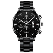Load image into Gallery viewer, Fashion Mens Watches Luxury Black Stainless Steel Quartz Wrist Watch Man Business Watch for Men Calendar Clock Reloj Hombre