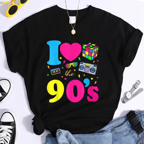 Women's Fashion 90's T-Shirt Summer Casual Classic 90's Shirt Loose Women's T-Shirt Tops