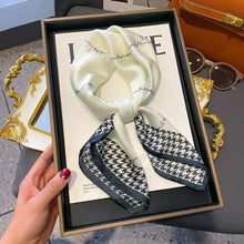 Load image into Gallery viewer, 2025 NEW Hijab Head Girl Luxury Silk Square Plaid Scarf Women Satin Neck Hair Tie Band Soft Work Neckerchife