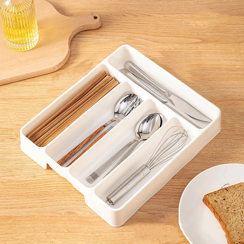 4/5 Grid Kitchen Cabinets Chopsticks And Tableware Storage Box Knife Fork Spoon Divider Organizer Knife Fork Drawer Storage