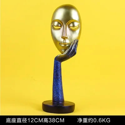 Home Decoration Accessories Modern Office Livingroom Desk Ornament Decor Art Sculpture Resin Mask Handicrafts Polyresin Statue