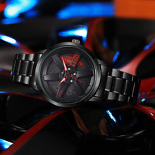 Load image into Gallery viewer, Fashion Rotating Wheels Style Men Watch Top Brand Race Car Design Steel Strap Quartz Watches For Man Gifts