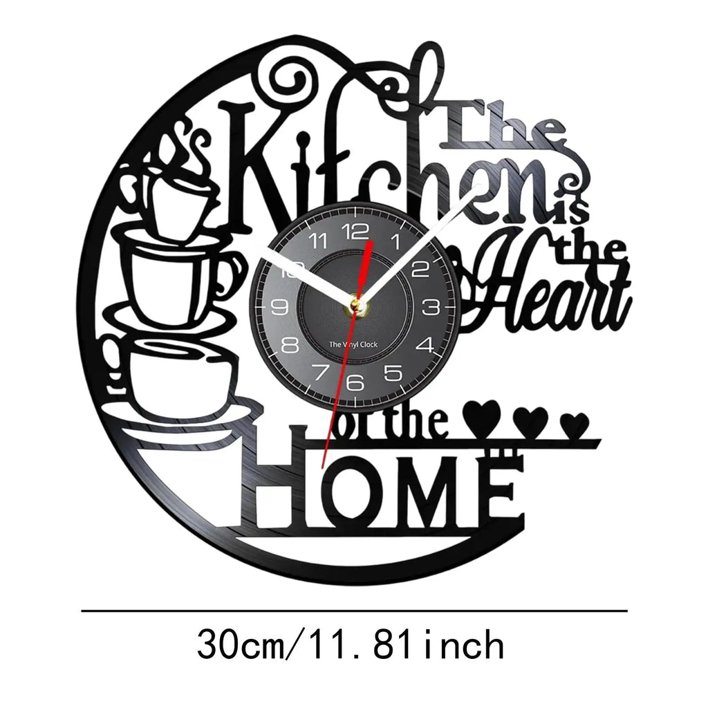 Kitchen Record Wall Clock Decorative Arabic Numeral Artwork Kitchen Heat Home