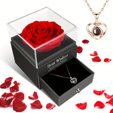 Load image into Gallery viewer, 1 Set Artificial Flower Gift Box with I Love You Necklace - Christmas, Valentines Day, Mothers Day,  Anniversary, Birthday Gifts