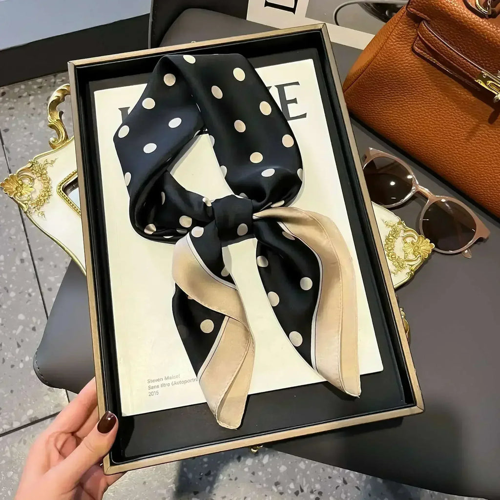 2025 NEW Hijab Head Girl Luxury Silk Square Plaid Scarf Women Satin Neck Hair Tie Band Soft Work Neckerchife