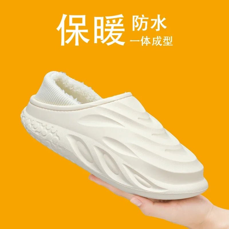 Slippers for Men Add Velvet Heel Covering Non-Slip Wear-resistant Waterproof Couple Women Home Shoes Shoes for Men Warm New