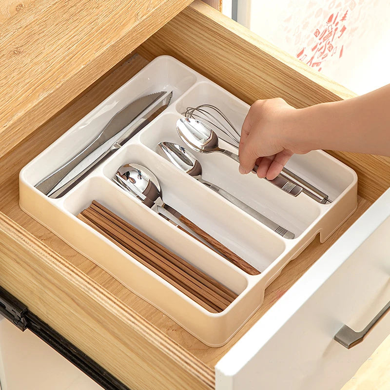 4/5 Grid Kitchen Cabinets Chopsticks And Tableware Storage Box Knife Fork Spoon Divider Organizer Knife Fork Drawer Storage