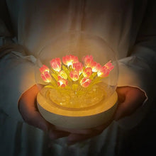 Load image into Gallery viewer, Birthday Gifts Mom Assembled Tulip Light Handmade Artificial Flower Table Lamp Bedroom Desk Decoration for Daughter Girlfriend