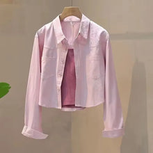 Load image into Gallery viewer, Fashion Women&#39;s  Loose Cropped Short Blouses 2025 New Spring Summer Long Sleeve Thin Casual Coats Female Korean Blusas Tops