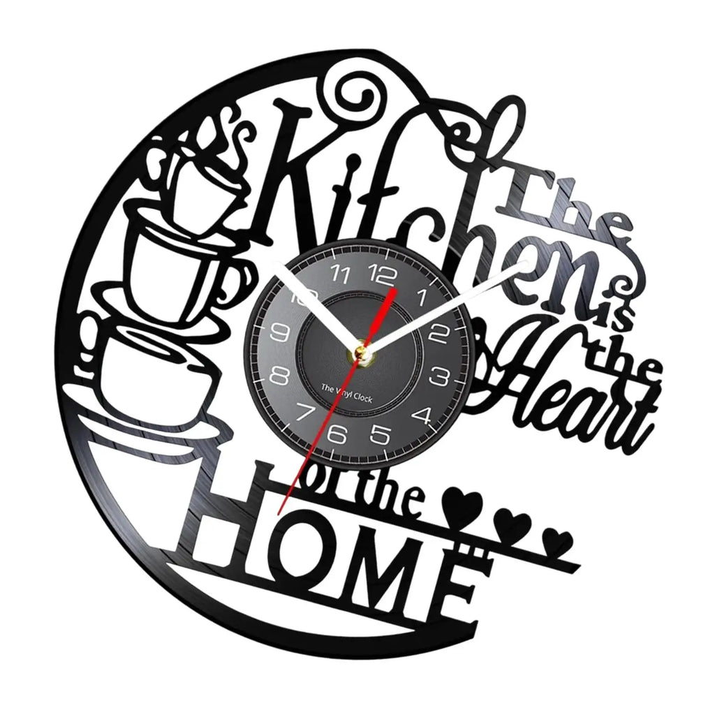 Kitchen Record Wall Clock Decorative Arabic Numeral Artwork Kitchen Heat Home