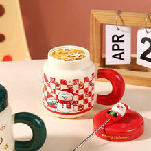 Load image into Gallery viewer, Christmas gifts: Ceramic cups with LIDS, spoons, cartoon mugs, high appearance level, creative New Year gifts and souvenirs
