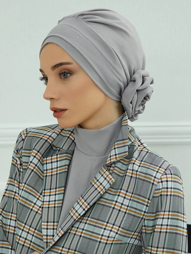 Islamic Hat Hijabs For Woman Trendy Flower Headscarf Undercap Bonnet Women Muslim Turban Hat Ladies Head Wrap Bandana Skullcap