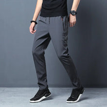 Load image into Gallery viewer, Men&#39;s Casual Pants Straight Slim Fit Elastic Waist Jogger Korean Classic Blue Black Gray Male Brand Trousers Plus Size