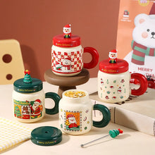 Load image into Gallery viewer, Christmas gifts: Ceramic cups with LIDS, spoons, cartoon mugs, high appearance level, creative New Year gifts and souvenirs