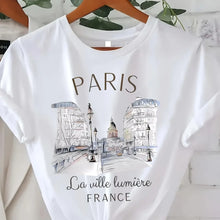 Load image into Gallery viewer, 90s T Shirt Paris Women Print T-shirt Girl Short Sleeve Crew Neck Casual Top for Summer Spring Women&#39;s Clothing