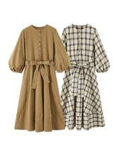 Load image into Gallery viewer, 2025 New Women Fashion  Dress Women Plaid printed Long Dresses With Belt Chic Dresses Women Summer Dress