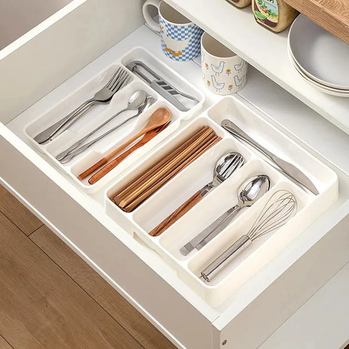 4/5 Grid Kitchen Cabinets Chopsticks And Tableware Storage Box Knife Fork Spoon Divider Organizer Knife Fork Drawer Storage
