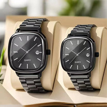 Load image into Gallery viewer, Couple watches for men and women; quartz watches with stainless steel bands and calendar; Christmas gift.