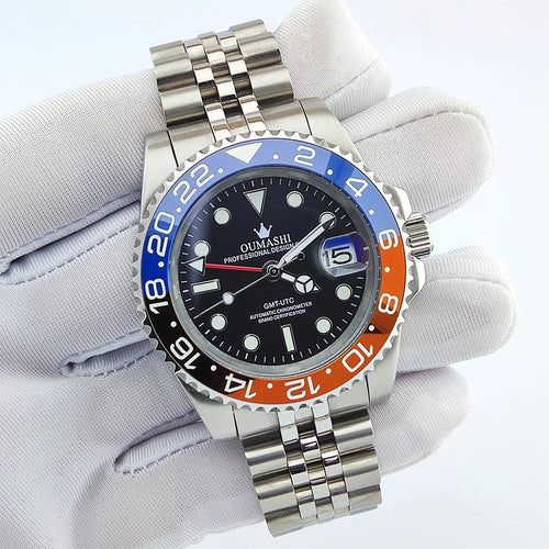 Luxury Men's Watches GMT Watches Sapphire Glass Waterproof Watches NH34 Movement Watches OUMASHI Watches Support Customized Logo