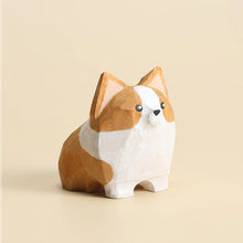 Load image into Gallery viewer, Handcrafted wood carving Home decorations decoraciones para el hogar desk accessories room decor Handmade Corgi Statue room